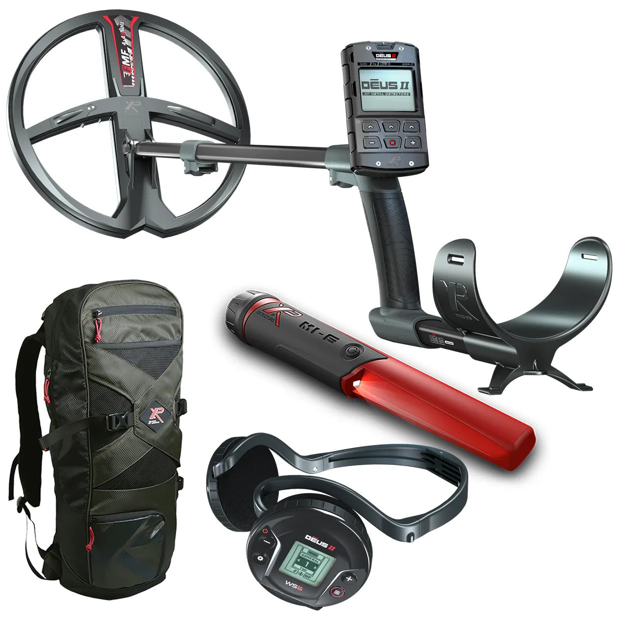 XP Deus 2 28 FMF RC WS6 Multifrequenz Metalldetektor mit GRATIS MI6 Pinpointer und 240 Rucksack