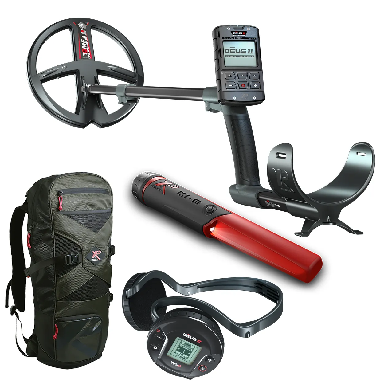 XP Deus 2 22 FMF RC WS6 Multifrequenz Metalldetektor mit GRATIS MI6 Pinpointer und 240 Rucksack
