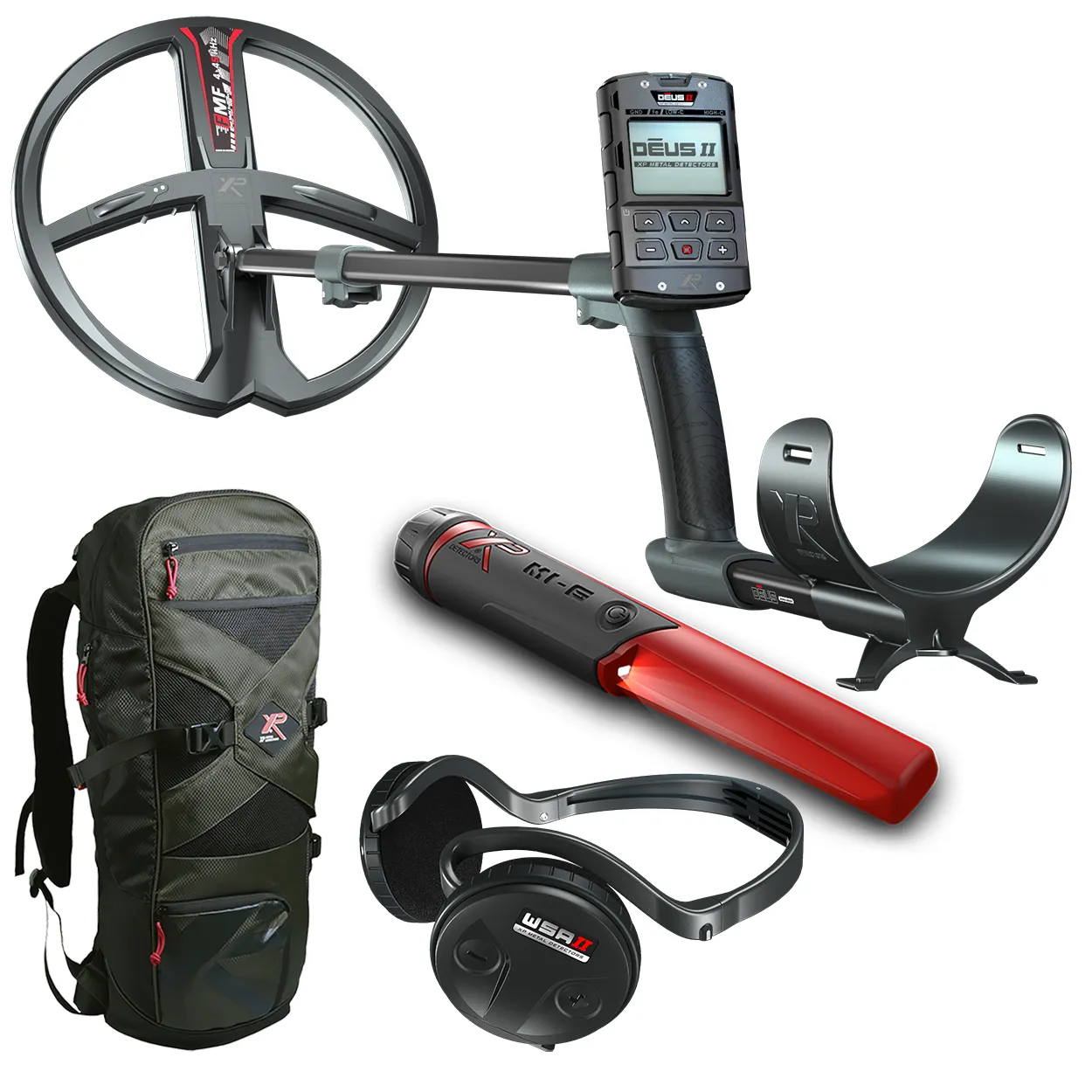 XP Deus 2 28 FMF RC WSA II Multifrequenz Metalldetektor mit GRATIS MI6 Pinpointer und 240 Rucksack